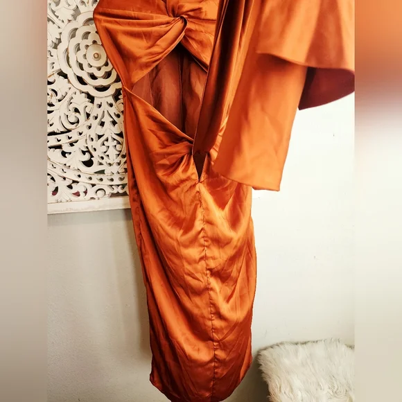 ANDREA IYAMAH THE RENI MIDI DRESS BURN ORANGE SIZE LARGE - Picture 10 of 14